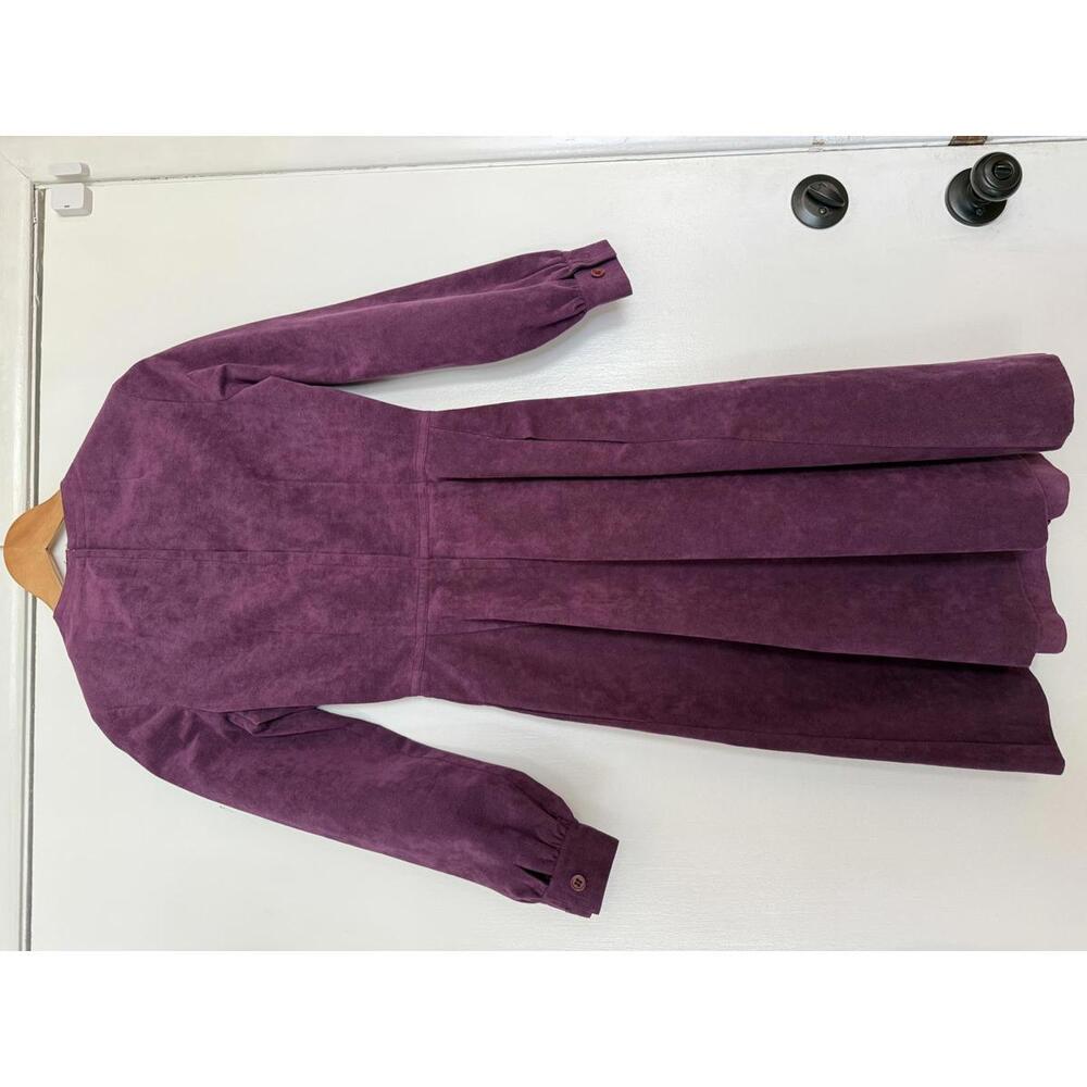 Vintage Mollie Parnis Purple Ultra Suede Long Sleeve Dress Small - Picture 7 of 15